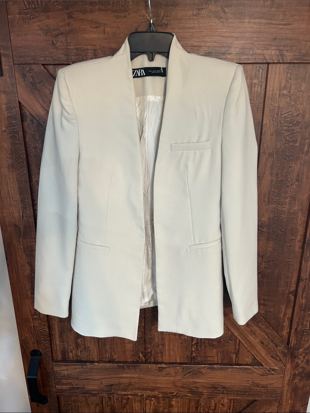 Zara Women's Light Cream Open-Front Blazer - Picture 7 of 7